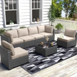 Garvee 7-Piece Patio Furniture Set, Rattan Wicker Sectional With Cushions, Modular Conversation Couch Set For Porch, Garden, Or Deck -Garvee Sales GUEST 9eb76043 ebdc 4e44 b735 02096f9cbc2d 1