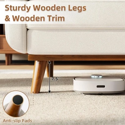 65" Loveseat Sofa, Mid Century Modern Couch Comfy Love Seat Couches, 2 Seater Deep Seat Couch Linen Upholstered Couches For Bedroom Small Space 3 65" Loveseat Sofa, Mid Century Modern Couch Comfy Love Seat Couches, 2 Seater Deep Seat Couch Linen Upholstered Couches For Bedroom Small Space - Image 3