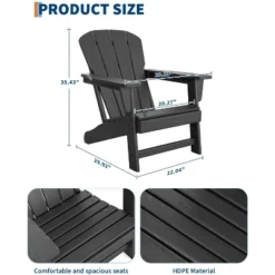 Modern Oversized Adirondack Chairs Set Of 2 With Side Table - HDPE Poly Lumber, 380lb Capacity & Weather-Resistant For Patio, Fire Pit -Garvee Sales GUEST 9ec34920 969f 4dcc a8d9 5995a7c2d3d1