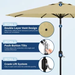 10ft Patio Umbrella, Table Umbrella Outdoor Patio With Crank Lift & Push Button Tilt, 8 Sturdy Ribs For Yard, Deck, Pool 9 10ft Patio Umbrella, Table Umbrella Outdoor Patio With Crank Lift & Push Button Tilt, 8 Sturdy Ribs For Yard, Deck, Pool -Garvee Sales GUEST 9f0f84e3 77df 4008 818c 3e6513dfe816 2