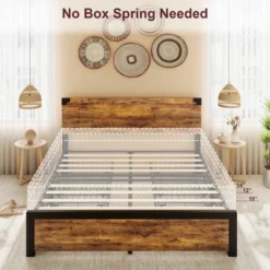 Queen Bed Frame With Storage, 4 Drawers And Heavy Duty Strong Metal Support Bed Frame With Wooden Headboard And Footboard -Garvee Sales GUEST 9f5266d1 c830 4e4c 9872 e55cff626e96