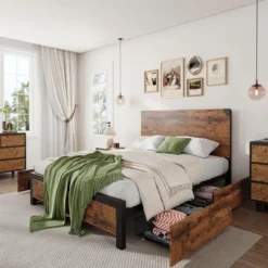Full Size Platform Bed Frame With Headboard, 4 Storage Drawers, Sturdy Quiet Metal Frame, No Box Spring Needed, Easy Assembly 14 Full Size Platform Bed Frame With Headboard, 4 Storage Drawers, Sturdy Quiet Metal Frame, No Box Spring Needed, Easy Assembly -Garvee Sales GUEST 9f727f9e ee3b 4b6c 84de 077701964390