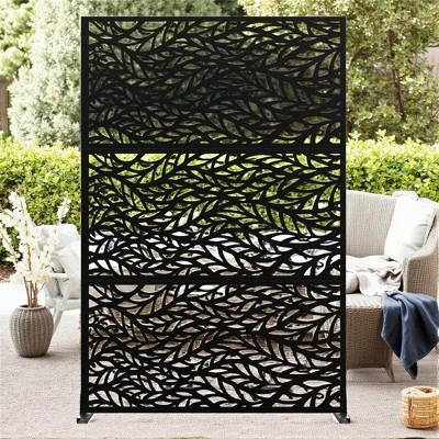 72" H Metal Privacy Screen For Outdoor, Freestanding Decorative Privacy Screen With Stable Base, Metal Fence Panel For Balcony Patio Garden 10 72" H Metal Privacy Screen For Outdoor, Freestanding Decorative Privacy Screen With Stable Base, Metal Fence Panel For Balcony Patio Garden - Image 10