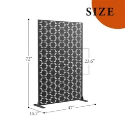72" H Metal Privacy Screen For Outdoor, Freestanding Decorative Privacy Screen With Stable Base, Metal Fence Panel For Balcony Patio Garden