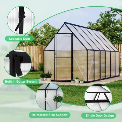 Aluminum-Framed Polycarbonate Greenhouse, Heavy Duty Polycarbonate Greenhouse With Roof Vent, Large Enhanced Aluminum Greenhouse Kit 6 Aluminum-Framed Polycarbonate Greenhouse, Heavy Duty Polycarbonate Greenhouse With Roof Vent, Large Enhanced Aluminum Greenhouse Kit - Image 6