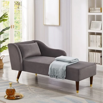 Modern Velvet Chaise Lounge Chair, Upholstered Arm Chaise Lounge With Curved Armrest, Sleeper Lounge Sofa Couch For Bedroom Office Living Room 8 Modern Velvet Chaise Lounge Chair, Upholstered Arm Chaise Lounge With Curved Armrest, Sleeper Lounge Sofa Couch For Bedroom Office Living Room - Image 8
