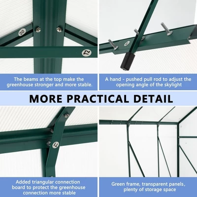 Greenhouses For Outdoors, Walk In Greenhouse With Adjustable Roof, Drainage System & Galvanized Base, Rust-proof Greenhouse For Backyard 8 Greenhouses For Outdoors, Walk In Greenhouse With Adjustable Roof, Drainage System & Galvanized Base, Rust-proof Greenhouse For Backyard - Image 8