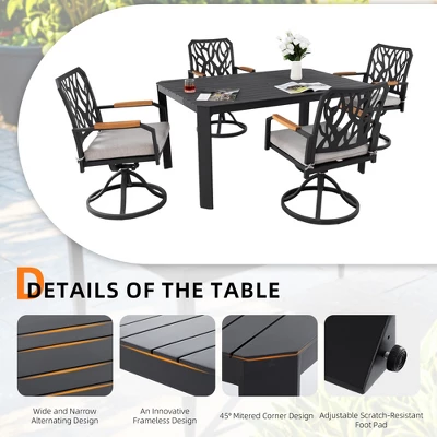 5-PC Outdoor Patio Aluminum Furniture Set, Modern Dining Set With 4 Swivel Rockers, Fabric Cushioned 2 5-PC Outdoor Patio Aluminum Furniture Set, Modern Dining Set With 4 Swivel Rockers, Fabric Cushioned - Image 2
