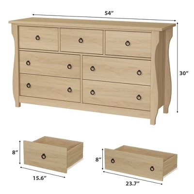 7 Dresser For Bedroom, 54" Wide Drawer Dresser With Storage Freestanding, Wooden Closet Storage Chest 1 7 Dresser For Bedroom, 54" Wide Drawer Dresser With Storage Freestanding, Wooden Closet Storage Chest