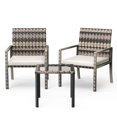 Whizmax 3 Pieces Patio Furniture Set, Indoor/Outdoor Rattan Sectional Sofa Conversation Bistro Set For Garden Balcony Backyard Porch Lawn 7 Whizmax 3 Pieces Patio Furniture Set, Indoor/Outdoor Rattan Sectional Sofa Conversation Bistro Set For Garden Balcony Backyard Porch Lawn - Image 7