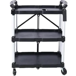 3 Layers Cart Fold Up Rolling Cart Service Trolley For Office Warehouse 50 Pounds Load Capacity Per Shelf -Garvee Sales GUEST a21d483d 92b2 48a1 9dd7 e6852d2d369c