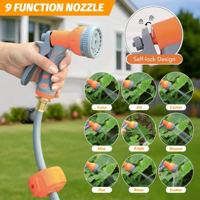 65/100/130 Ft Retractable Garden Hose Reel, With 9 Function Sprayer Nozzle, Any Length Lock, Automatic Slow Rewind, Wall Mounted, 180°Swivel Bracket 4 65/100/130 Ft Retractable Garden Hose Reel, With 9 Function Sprayer Nozzle, Any Length Lock, Automatic Slow Rewind, Wall Mounted, 180°Swivel Bracket - Image 4