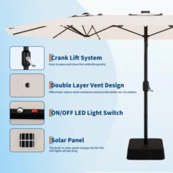 15FT Outdoor Double-Sided Large Patio Umbrella With Base, Rectangle Market Umbrella Outside Umbrellas For Poolside Lawn Backyard -Garvee Sales GUEST a2cc9f72 05e4 484b 9ff4 809bf7d03630