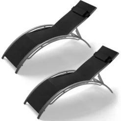 Set Of 2 Beach Chaise Lounges - Aluminum Pool Lounge Chairs Adjustable Backrest For Patio, Backyard, Vacation Home, Black 15 Set Of 2 Beach Chaise Lounges - Aluminum Pool Lounge Chairs Adjustable Backrest For Patio, Backyard, Vacation Home, Black -Garvee Sales GUEST a304bca1 7ef7 450e a090 8454e3c73017