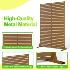 Metal Privacy Screen Outdoor 71"x47", Freestanding Decorative Privacy Fence Panel For Patio, Balcony, Deck, Garden, Indoor, Yellow