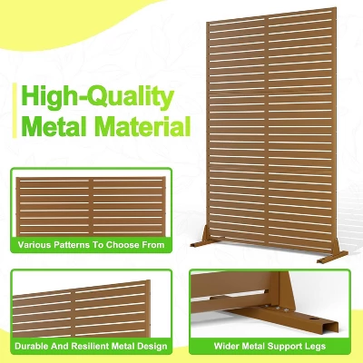 Metal Privacy Screen Outdoor 71"x47", Freestanding Decorative Privacy Fence Panel For Patio, Balcony, Deck, Garden, Indoor, Yellow 1 Metal Privacy Screen Outdoor 71"x47", Freestanding Decorative Privacy Fence Panel For Patio, Balcony, Deck, Garden, Indoor, Yellow