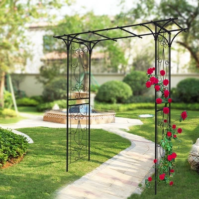 Metal Garden Arch, Iron Garden Arch Trellis For Climbing Plants Rose Outdoor, Arch Archway For Wedding Ceremony Party 2 Metal Garden Arch, Iron Garden Arch Trellis For Climbing Plants Rose Outdoor, Arch Archway For Wedding Ceremony Party - Image 2