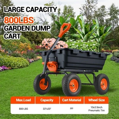 Garden Dump Cart,800lbs Heavy Duty Yard Dump Garden Cart, Steel Frame For Garden,Lawn,Barn,Farm 2 Garden Dump Cart,800lbs Heavy Duty Yard Dump Garden Cart, Steel Frame For Garden,Lawn,Barn,Farm - Image 2