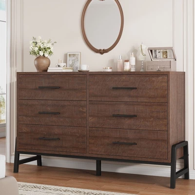 Garvee 6 Dresser For Bedroom, 52" Wide Drawer With Large Storage Space, Freestanding Wooden Closet Storage Dresser Chest For Bedroom 10 Garvee 6 Dresser For Bedroom, 52" Wide Drawer With Large Storage Space, Freestanding Wooden Closet Storage Dresser Chest For Bedroom - Image 10
