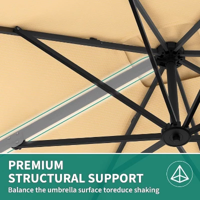 10ftx10ft Cantilever Patio Umbrella With Base,umbrella Outdoor Patio,360 Rotation Outdoor Umbrella With Stand For Deck,Pool,Backyard 5 10ftx10ft Cantilever Patio Umbrella With Base,umbrella Outdoor Patio,360 Rotation Outdoor Umbrella With Stand For Deck,Pool,Backyard - Image 5