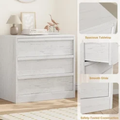 Garvee 3 Drawer Dresser For Bedroom, White Nightstand 3 Chest Of Drawers With Large Storage, Small Bedside Table For Living Room, Nursery, Entryway -Garvee Sales GUEST a3ddfd47 5746 4c06 84a1 50782e0fdb5c