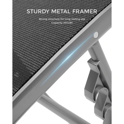 Set Of 2 Beach Chaise Lounges - Aluminum Pool Lounge Chairs Adjustable Backrest For Patio, Backyard, Vacation Home, Black 5 Set Of 2 Beach Chaise Lounges - Aluminum Pool Lounge Chairs Adjustable Backrest For Patio, Backyard, Vacation Home, Black - Image 5