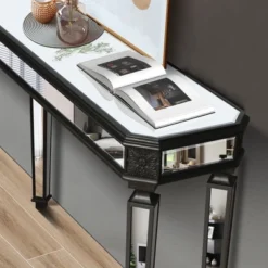 48" Black Mirror Console Table Vintage Wood Grain Carving Process Gorgeous And Noble For Entryway, Sofa Table,Living Room(48''W X 32.3''H X 18D) -Garvee Sales GUEST a424f5d3 418e 4af1 a0c5 eec00a202408