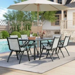 9 PCS Aluminum Patio Dining Set, Outdoor Furniture Set With 8 Stackable Aluminum Dining Chairs And Table, Outdoor Table And Chairs, Black 9 9 PCS Aluminum Patio Dining Set, Outdoor Furniture Set With 8 Stackable Aluminum Dining Chairs And Table, Outdoor Table And Chairs, Black -Garvee Sales GUEST a48ab9b4 4554 4074 ac3e 4c4cc1997481
