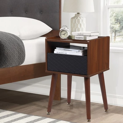 Mid-Century Nightstand With Drawers, Side Table With Charging Station 6 Mid-Century Nightstand With Drawers, Side Table With Charging Station - Image 6