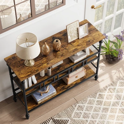 Garvee Console Table, 3-Tier Sofa Tables Narrow Entryway Table With Storage, 43" Behind Couch Table Industrial Hallway Table 5 Garvee Console Table, 3-Tier Sofa Tables Narrow Entryway Table With Storage, 43" Behind Couch Table Industrial Hallway Table - Image 5