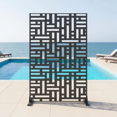 Metal Privacy Screen Outdoor 71"x47", Freestanding Decorative Privacy Fence Panel For Patio, Balcony, Deck, Garden, Black 1 Metal Privacy Screen Outdoor 71"x47", Freestanding Decorative Privacy Fence Panel For Patio, Balcony, Deck, Garden, Black