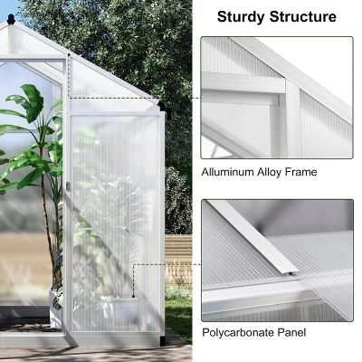 Heavy Duty Greenhouse For Outdoors With Doors And Adjustable Roof Vent Windows, Walk-in Large Sunhouse For Backyard Gardening 5 Heavy Duty Greenhouse For Outdoors With Doors And Adjustable Roof Vent Windows, Walk-in Large Sunhouse For Backyard Gardening - Image 5