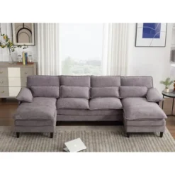 4 Seater U Shaped Modular Sectional Sofa Couch For Living Room, Corner Sofa With 4pcs Waist Pillows 11 4 Seater U Shaped Modular Sectional Sofa Couch For Living Room, Corner Sofa With 4pcs Waist Pillows -Garvee Sales GUEST a60b9963 6214 40e7 b8bc a15d68070e77