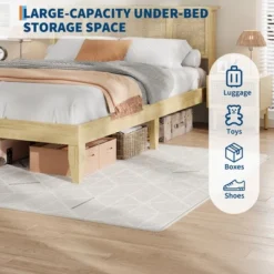 Garvee Bed Frame With Natural Rattan Headboard, Wood Slat Support, Metal Base -Garvee Sales GUEST a6177a91 9287 4972 b381 76d681880eb0