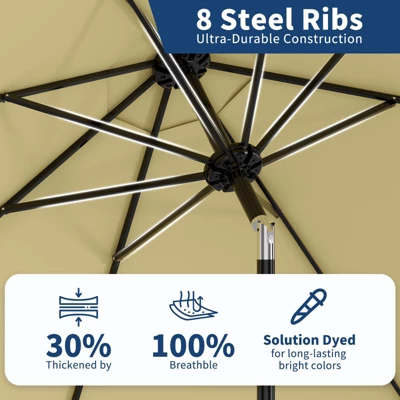 10ft Patio Umbrella, Table Umbrella Outdoor Patio With Crank Lift & Push Button Tilt, 8 Sturdy Ribs For Yard, Deck, Pool 5 10ft Patio Umbrella, Table Umbrella Outdoor Patio With Crank Lift & Push Button Tilt, 8 Sturdy Ribs For Yard, Deck, Pool - Image 5