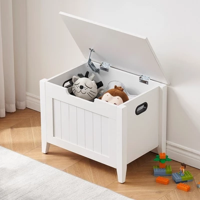 Whizmax Storage Chest, Upholstered Storage Trunk With 2 Safety Hinges, Storage Bench, Flip-Top Toy Chest For Entryway, Bedroom, Living Room, White 8 Whizmax Storage Chest, Upholstered Storage Trunk With 2 Safety Hinges, Storage Bench, Flip-Top Toy Chest For Entryway, Bedroom, Living Room, White - Image 8