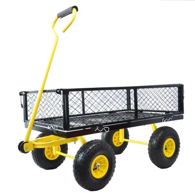 Steel Garden Cart Heavy Duty 550 Lbs Capacity With Removable Mesh Sides Utility Metal Wagon With 180° Rotating Handle Perfect For Garden 2 Steel Garden Cart Heavy Duty 550 Lbs Capacity With Removable Mesh Sides Utility Metal Wagon With 180° Rotating Handle Perfect For Garden - Image 2