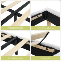 Twin Bed Frame, Twin Size Bed Frame With Cute Upholstered Headboard, Velvet Sturdy Platform Bedframe For Girls And Boys -Garvee Sales GUEST a7882129 d06a 4e9c 96e7 180e1b494669