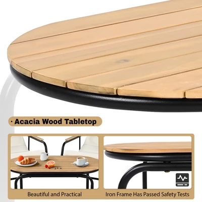 Outdoor Chaise Lounge Chair Set Of 3, Patio Reclining Chair With Acacia Side Table, Pool Sunbathing Recliner With Cushion For Patio Backyard 5 Outdoor Chaise Lounge Chair Set Of 3, Patio Reclining Chair With Acacia Side Table, Pool Sunbathing Recliner With Cushion For Patio Backyard - Image 5