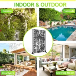 Metal Privacy Screen Outdoor 71"x47", Freestanding Decorative Privacy Fence Panel For Patio, Balcony, Deck, Garden, Black 10 Metal Privacy Screen Outdoor 71"x47", Freestanding Decorative Privacy Fence Panel For Patio, Balcony, Deck, Garden, Black -Garvee Sales GUEST a8298611 0060 4a0e aaaa ea4283620798