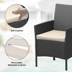 Whizmax 3-Piece Patio Furniture Set - Wicker Conversation Set With Cushions & Glass Coffee Table, Outdoor Rattan Sofa For Garden, Poolside, Balcony -Garvee Sales GUEST a82b0356 c292 4af5 bd48 5a4be9aaed8b