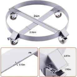 Heavy-Duty 55 Gallon Drum Dolly - 1000lb Capacity Steel Barrel Caddy With 4 Swivel Casters