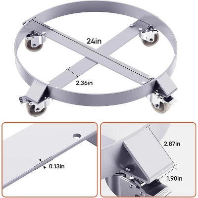 Heavy-Duty 55 Gallon Drum Dolly - 1000lb Capacity Steel Barrel Caddy With 4 Swivel Casters 1 Heavy-Duty 55 Gallon Drum Dolly - 1000lb Capacity Steel Barrel Caddy With 4 Swivel Casters