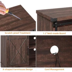 Farmhouse TV Stand And Entertainment Center For TV Up To 65 Inches With Sliding Barn Doors And Adjustable Shelf, Brown 7 Farmhouse TV Stand And Entertainment Center For TV Up To 65 Inches With Sliding Barn Doors And Adjustable Shelf, Brown -Garvee Sales GUEST a8ed2c93 46fa 429d 8b41 2703df266576