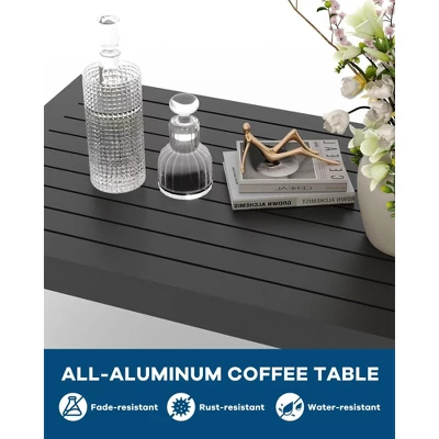 4 Pieces Aluminum Patio Furniture Set, Outdoor Sectional Conversation Set Sectional Sofa With 4" Armrest & 5" Thick Cushions & Coffee Table 5 4 Pieces Aluminum Patio Furniture Set, Outdoor Sectional Conversation Set Sectional Sofa With 4" Armrest & 5" Thick Cushions & Coffee Table - Image 5