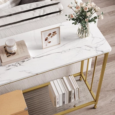 Narrow Console Table With Engineered Wood Shelf And Metal Frame, Small Entryway Sofa Table For Living Room, Foyer, Bedroom, Behind Couch 1 Narrow Console Table With Engineered Wood Shelf And Metal Frame, Small Entryway Sofa Table For Living Room, Foyer, Bedroom, Behind Couch
