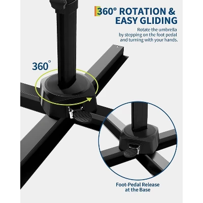 10FT Sepia Cantilever Umbrella With Base Round Top Patio Umbrella Sun Shade Windproof Offset Umbrella With 360-Degree Rotation 1 10FT Sepia Cantilever Umbrella With Base Round Top Patio Umbrella Sun Shade Windproof Offset Umbrella With 360-Degree Rotation
