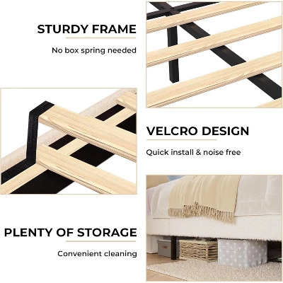 Twin/Full/Queen Size Princess Bed Frame With LED Headboard & Storage Drawers, Adjustable Boucle Platform Bed For Girls, No Box Spring Needed 5 Twin/Full/Queen Size Princess Bed Frame With LED Headboard & Storage Drawers, Adjustable Boucle Platform Bed For Girls, No Box Spring Needed - Image 5