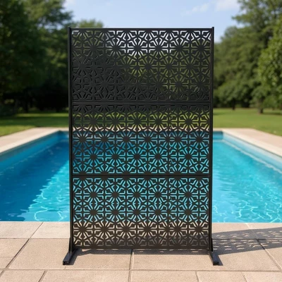 Outdoor Metal Privacy Screen 72"x47" Freestanding Decorative Fence Panels With Stand,Steel Divider & Climbing Plant Trellis For Patio Garden Balcony 8 Outdoor Metal Privacy Screen 72"x47" Freestanding Decorative Fence Panels With Stand,Steel Divider & Climbing Plant Trellis For Patio Garden Balcony - Image 8