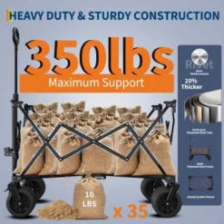 Wagon Cart Foldable With 350lbs Weight Capacity, Heavy Duty 280L Folding Utility Garden Cart For Beach, Camping, Outdoor 12 Wagon Cart Foldable With 350lbs Weight Capacity, Heavy Duty 280L Folding Utility Garden Cart For Beach, Camping, Outdoor -Garvee Sales GUEST aa6ebe7d 316d 4743 8464 1383ee21f57c